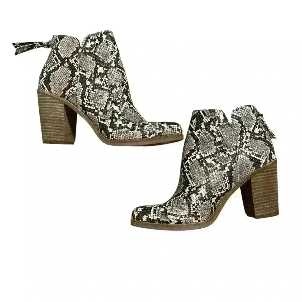 NORDSTROMS‎ BP Jett Natural Snakeskin Faux Leather Bootie Size 8